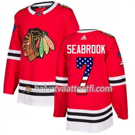 Miesten NHL Chicago Blackhawks Pelipaita Brent Seabrook 7 Adidas 2017-2018 Punainen USA Flag Fashion Authentic